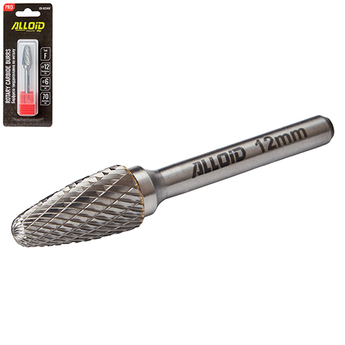 Alloid Pro. Борфреза твердосплавная по металлу, тип F, D-12мм, d-6мм, L-70мм - Vitol Alloid Pro. Борфреза твердосплавная по металлу, тип F, D-12мм, d-6мм, L-70мм