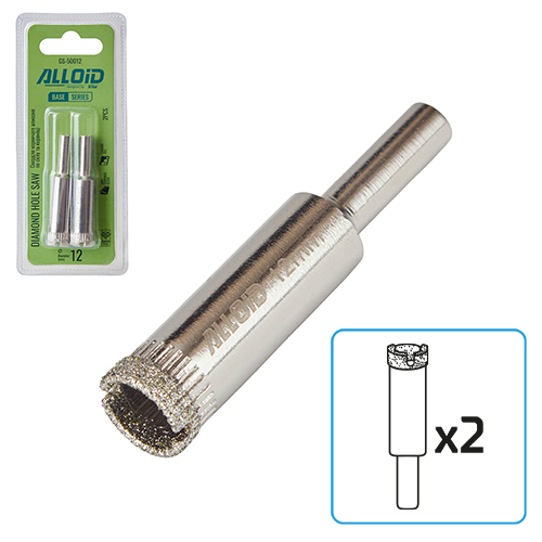 Alloid Base. Сверло корончатое алмазное по стеклу и керамике  12мм (2шт) - Vitol Alloid Base. Сверло корончатое алмазное по стеклу и керамике  12мм (2шт)