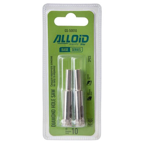 Alloid Base. Сверло корончатое алмазное по стеклу и керамике  10мм (2шт) - Vitol Alloid Base. Сверло корончатое алмазное по стеклу и керамике  10мм (2шт)