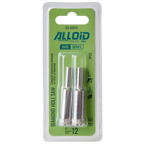 Alloid Base. Сверло корончатое алмазное по стеклу и керамике  12мм (2шт) - Vitol Alloid Base. Сверло корончатое алмазное по стеклу и керамике  12мм (2шт)