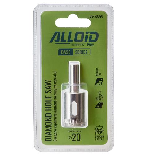 Alloid Base. Сверло корончатое алмазное по стеклу и керамике  20мм - Vitol Alloid Base. Сверло корончатое алмазное по стеклу и керамике  20мм