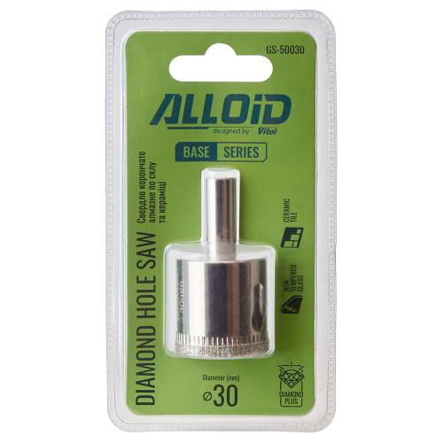 Alloid Base. Сверло корончатое алмазное по стеклу и керамике  30мм - Vitol Alloid Base. Сверло корончатое алмазное по стеклу и керамике  30мм
