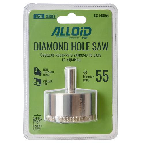 Alloid Base. Сверло корончатое алмазное по стеклу и керамике  55мм - Vitol Alloid Base. Сверло корончатое алмазное по стеклу и керамике  55мм