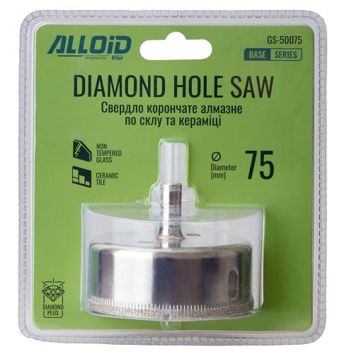 Alloid Base. Сверло корончатое алмазное по стеклу и керамике  75мм - Vitol Alloid Base. Сверло корончатое алмазное по стеклу и керамике  75мм