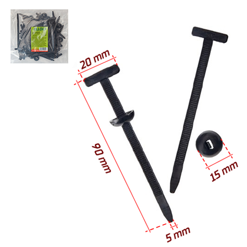 Хомут пластиковый с креплением Alloid 20*90мм 25шт/уп чёрный - Vitol Хомут пластиковый с креплением Alloid 20*90мм 25шт/уп чёрный