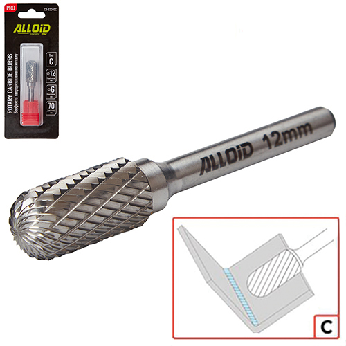 Alloid Pro. Борфреза твердосплавна по металу, тип C, D-12мм, d-6мм, L-70мм - Vitol Alloid Pro. Борфреза твердосплавна по металу, тип C, D-12мм, d-6мм, L-70мм