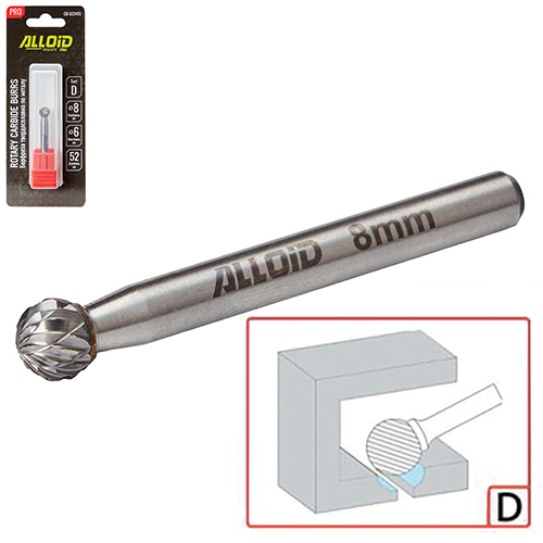 Alloid Pro. Борфреза твердосплавная по металлу, тип D, D-8мм, d-6мм, L-52мм - Vitol Alloid Pro. Борфреза твердосплавная по металлу, тип D, D-8мм, d-6мм, L-52мм