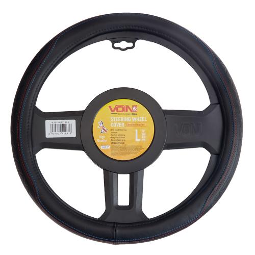 Чехол руля  VLOD-24LC7 BK L  черн/БО/один шов/кожа - Vitol Чехол руля  VLOD-24LC7 BK L  черн/БО/один шов/кожа