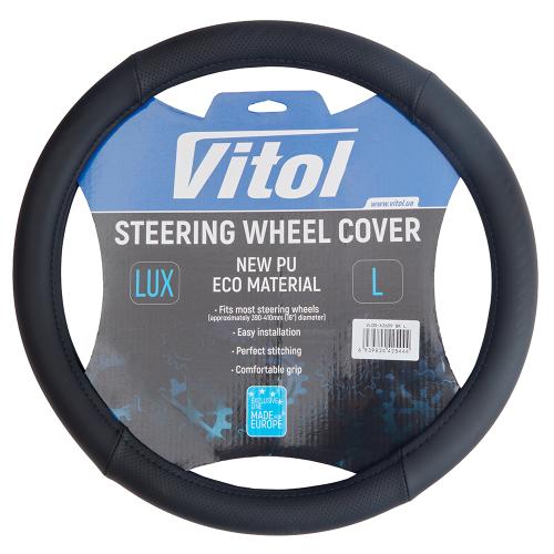 Чехол руля  VLOD-A2699 BK L черн/БО - Vitol Чехол руля  VLOD-A2699 BK L черн/БО