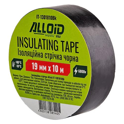 Alloid. Ізоляційна стрічка чорна 19мм*10м - Vitol Alloid. Ізоляційна стрічка чорна 19мм*10м