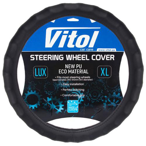 Чехол руля VLOD-NPU06 BK XL черн/БО/один шов - Vitol Чехол руля VLOD-NPU06 BK XL черн/БО/один шов