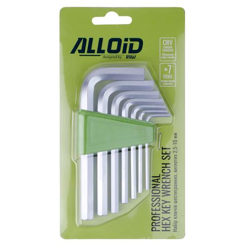 Alloid. Набор ключей шестигранных, изогнутых. 7 предм. 2,5-10 мм. (НШ-0712) - Vitol Alloid. Набор ключей шестигранных, изогнутых. 7 предм. 2,5-10 мм. (НШ-0712)