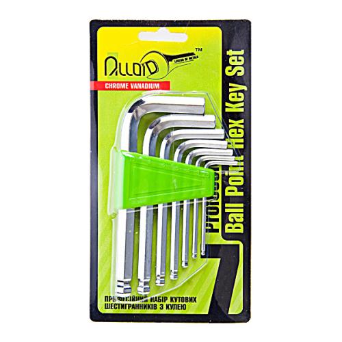 Alloid. Набор ключей шестигранных с шаром, изогнутых. 7 предм. 2,5-10 мм. (НШ-Ш0712 ) - Vitol Alloid. Набор ключей шестигранных с шаром, изогнутых. 7 предм. 2,5-10 мм. (НШ-Ш0712 )