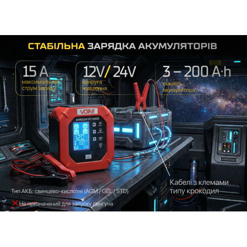 �������� ������� VOIN VL-215 12&24V/15A/3-200AHR/LCD/I���������