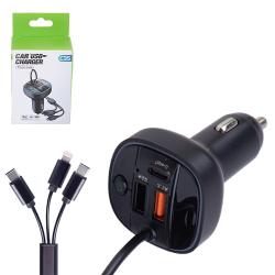Модулятор FM 5в1 C35 12-24v 2USB 5V-3.1A Type C 5V-3.1A 3in1 charging cable BT5.0 RGB-ambient light (C35)