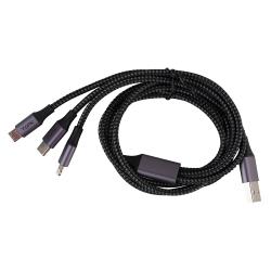TOPK 3  1 USB - Micro USB/Apple/Type C/ 3A (Grey) (AS10)