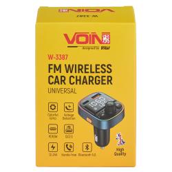  FM, VOIN W-3387, 12-24V 1 USB QC3.0, PD 18W, BT5.0, Hands free, 