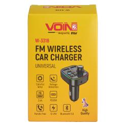 FM, VOIN W-3318, 12-24V 2 USB 2.4A, PD 30W, BT5.0, Hands free, 