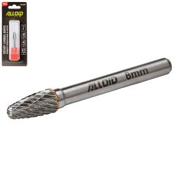 Alloid Pro. Борфреза твердосплавная по металлу, тип F,  D-8мм, d-6мм, L-63мм