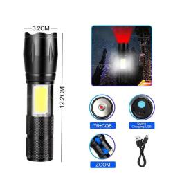   Police C609-T6 (Red)+COB (White), Li-Ion ,  microUSB, zoom, Box