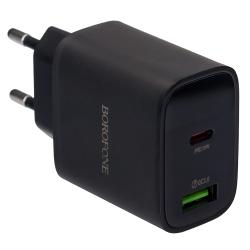 ��������� �������� �������  BOROFONE BA96A Type-C: 20W,  USB-A?18W LED �������, Black