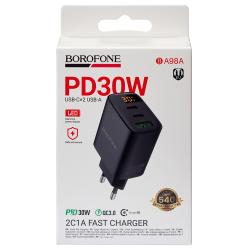��������� �������� �������� �������  BOROFONE BA98A USB-C1/C2:30W, USB-A?18W Black
