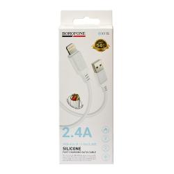 ������ BOROFONE BX115W, USB - Lightning 2.4�, 1m, White (������ �������/�������� �����)