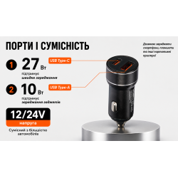 ������������ �������� ������� VOIN 30W, 1USB 10W + 1PD 27W, 12/24V