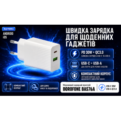 ��������� �������� �������  BOROFONE BAS76A PD30W+QC3.0 White