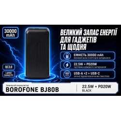 Power bank Borofone BJ80B 30000 mAh 22,5W+PD20W Black