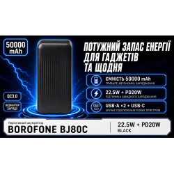 Power bank Borofone BJ80C 50000 mAh 22,5W+PD20W Black