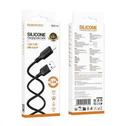 ������ BOROFONE BX113BK, USB - Lightning 2.4�, 1m, Black (������ �������/�������� �����)