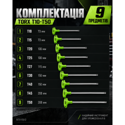 ���� ������ �������� TORX. 9 ��. T10 -T50 Alloid