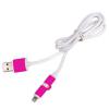Кабель PULSO USB - Micro USB/Apple 1m pink (круглий)