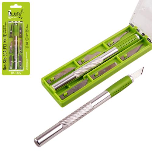 Ніж-скальпель для вирізання зі змінними лезами, сталь SK5 (6 шт