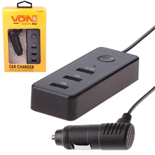 Автомобільний зарядний пристрій VOIN C-4416 3USB (12 / 24V - 5V 2,4А + 2х1А) дріт 1м