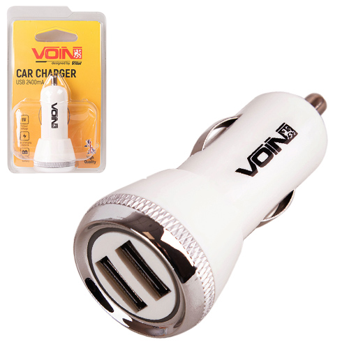 Автомобільний зарядний пристрій VOIN C-2402W 2USB (12 / 24V - 5V 2,4A)