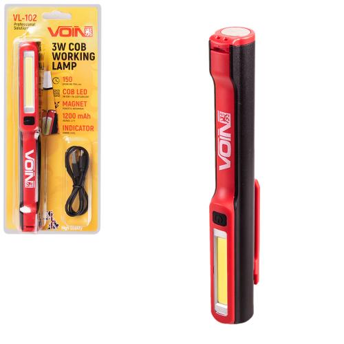 Переносна лампа "VOIN" VL-102, 3W-COB+3W XPE/АКБ1200mAh/магніт/інд. заряда