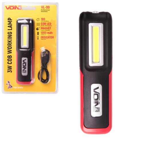 Переносна лампа "VOIN" VL- 99, 3W-COB+3W XPE/АКБ1200mAh/магніт/інд. заряда