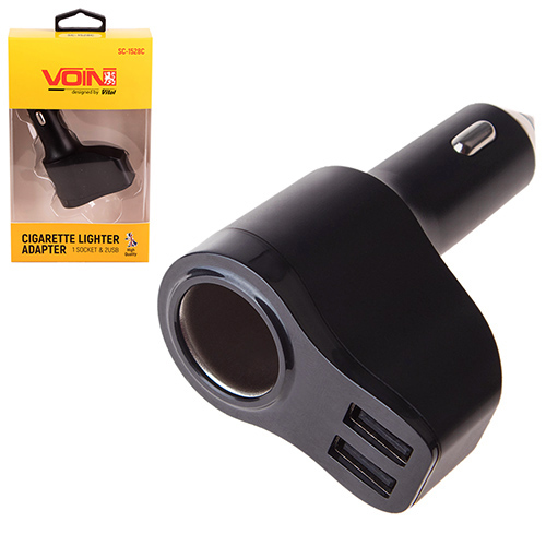 Подовжувач прикурювача VOIN 1 вихід + 2USB 2400mA 12/24V SC-1528С