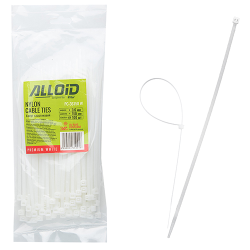 Хомут пластиковий Alloid 3.6 х 150 100 шт./уп. білий