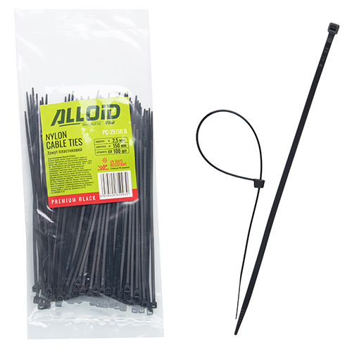 Хомут пластиковий Alloid 2.5 х 150 100 шт./уп. чорний