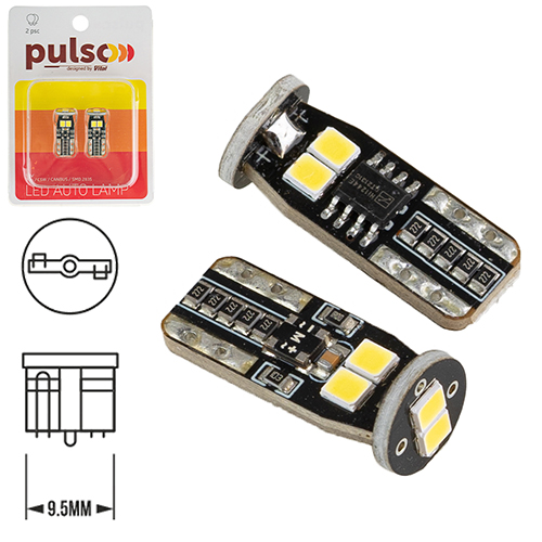 Лампа PULSO/габаритна/LED T10/CANBUS/6SMD-2835/12v/2.7W/290lm White