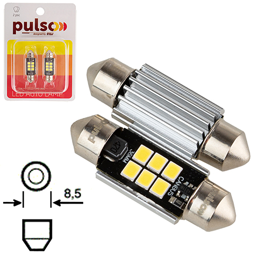 Лампа PULSO/софітні/LED C5W/36мм/CANBUS/9SMD-2835/12v/2,9W/315lm White