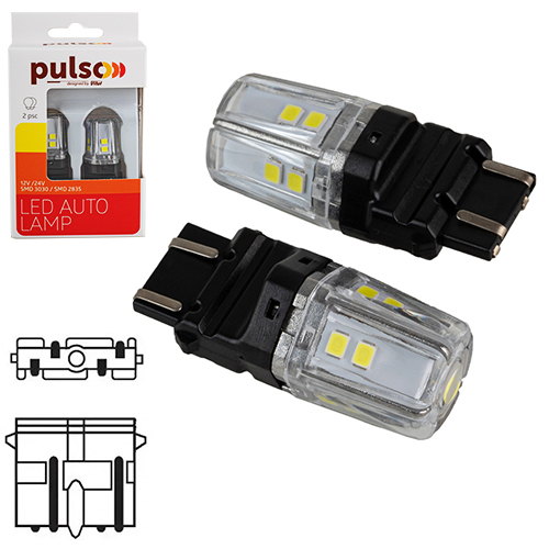 Лампа PULSO/габаритні/LED 3157/W2.5x16q/12SMD-2835/2контакта/9-36v/550/100lm/WHITE
