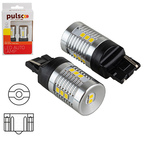 Лампа PULSO/габаритні/LED 7440/W3x16d/14SMD-2835/1контакт/9-18v/1050lm/WHITE