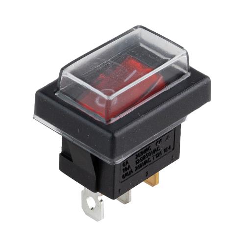 Перемикач on-off з підсвічуванням 12V квадратний червоний арт.YJ-WH02