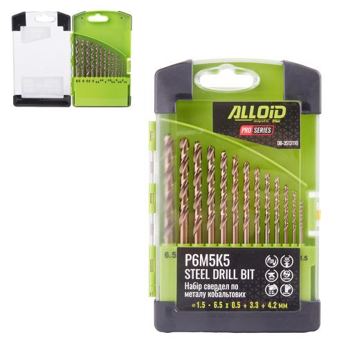 Alloid Pro. Набір свердел по металу кобальтових 1-6,5мм 13од. Р6М5K5