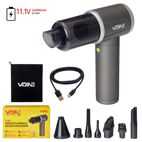 Пилосос "VOIN" V-85CL 130W/АКБ-3x2500mAh/вологе та сухе чищення/сумка