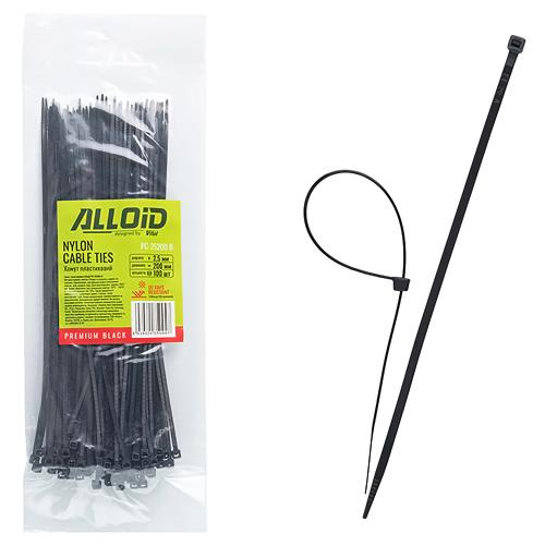 Хомут пластиковий Alloid 2.5 х 200 100 шт./уп. чорний
